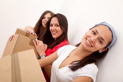 Boxes and household items prepared for a Surrey house move